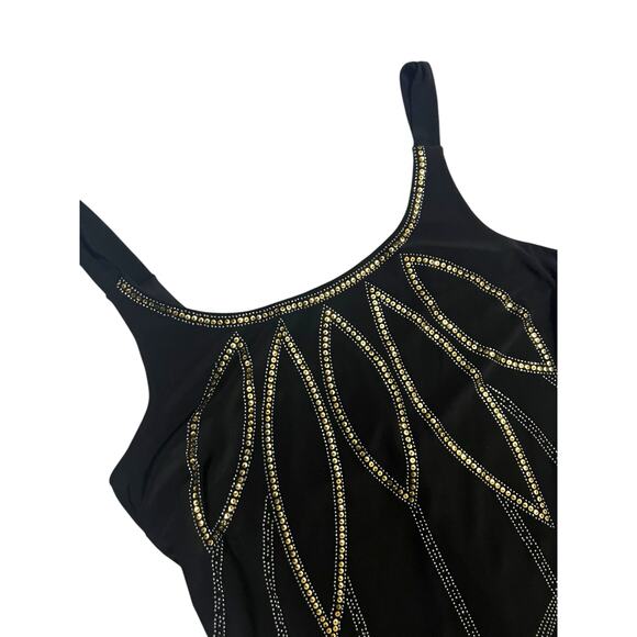 Bisou Bisou Michele Bohbot Sequin Black Stretch Tank Mini Dress Metal Size 10 - Picture 3 of 13